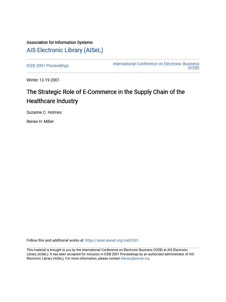 The Strategic Role of E-Commerce in The Supply Chain of The Healt | PDF ...