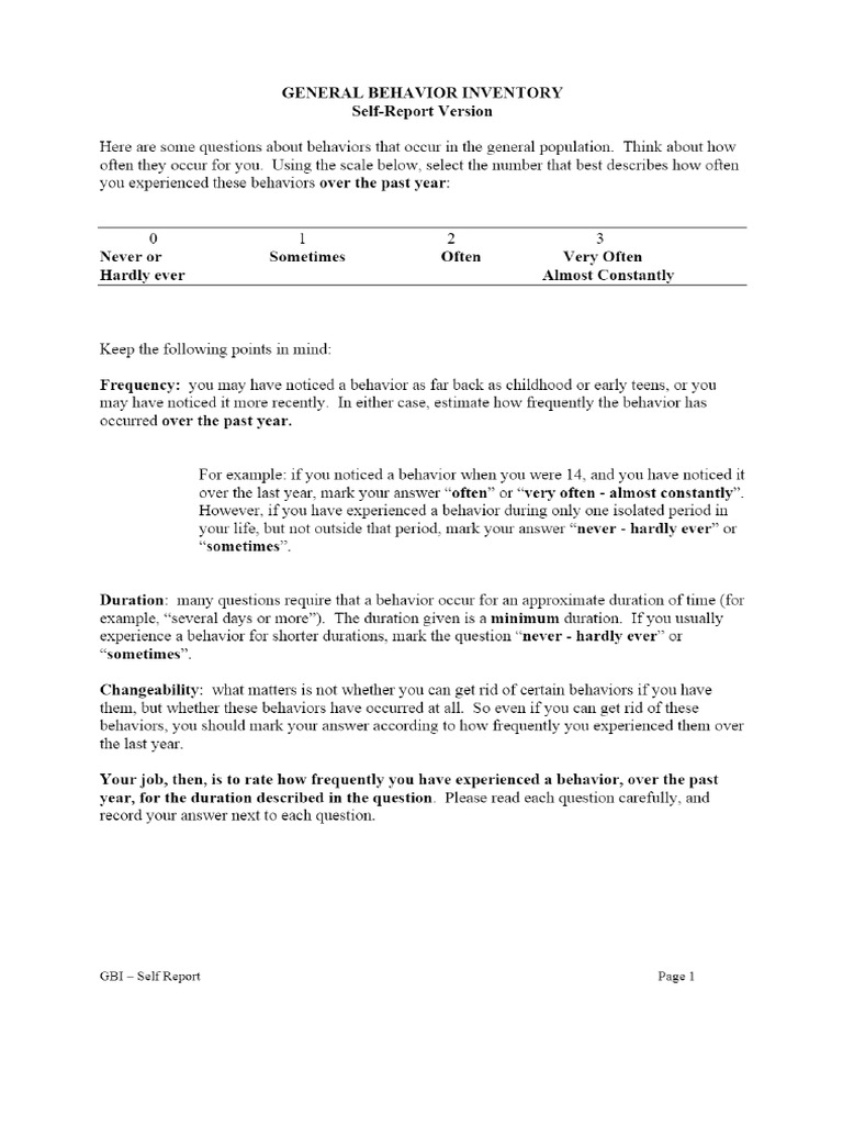 OSF - GBI - Self - English - V1a | PDF