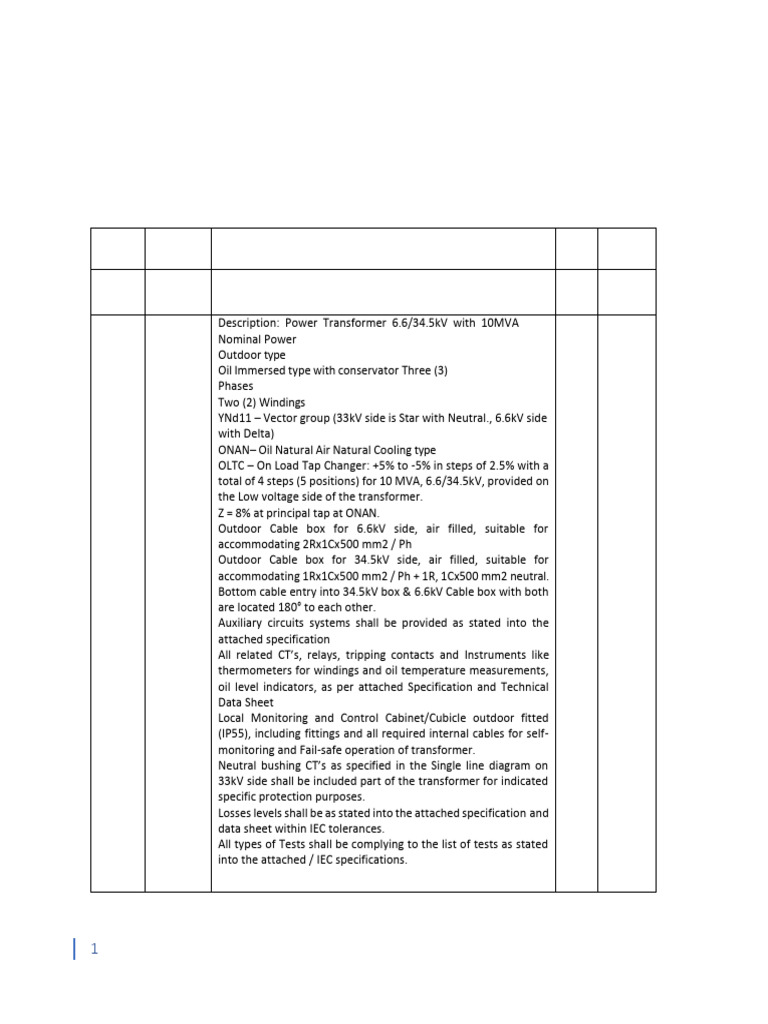 Power Transformer R5 Specifications | PDF | Transformer | Electrical ...