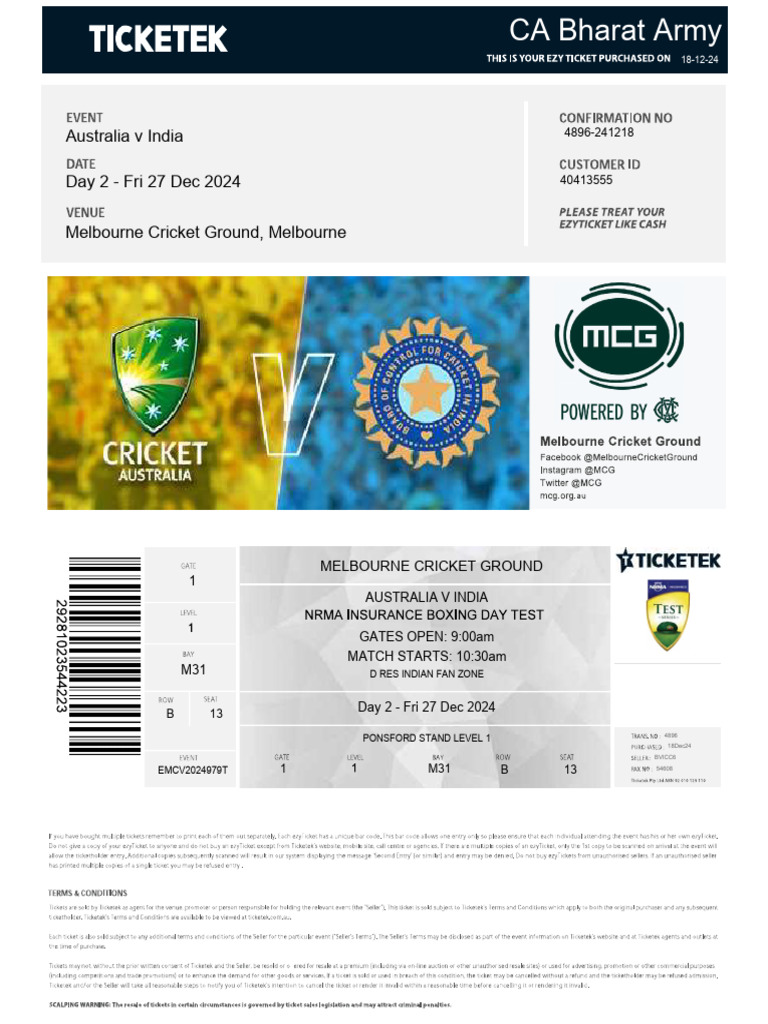Australia vs India Match Details | PDF