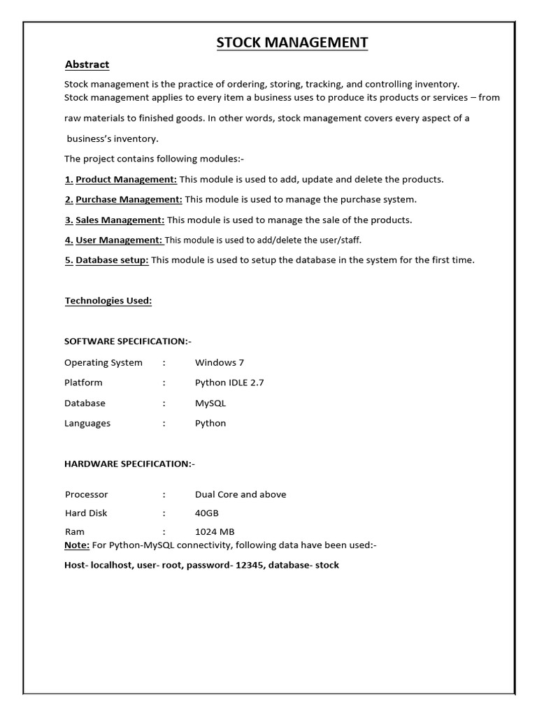8 Stock Management Pdf Databases Operating System