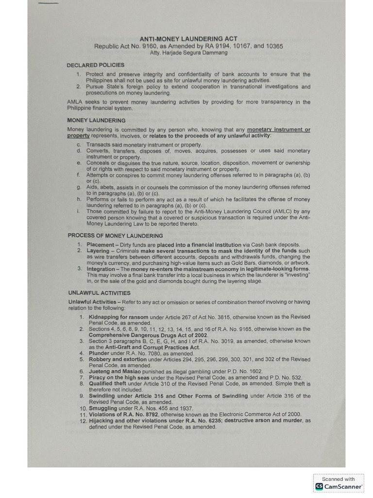 Anti Money Laundering Act | PDF