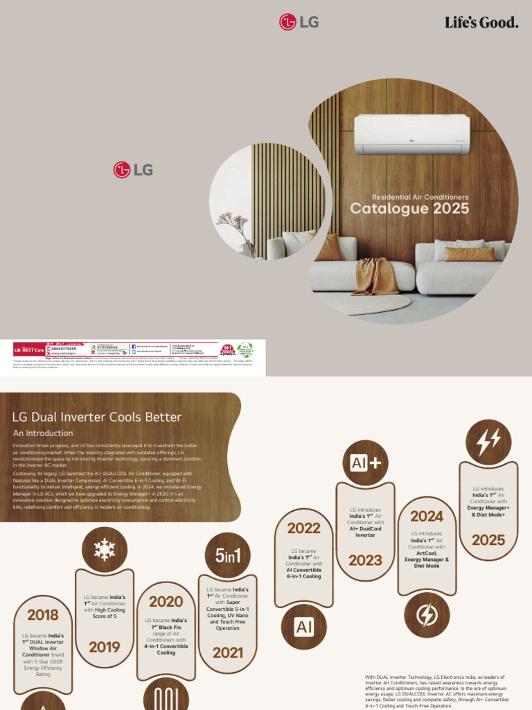 LG Air Conditioner Catalogue 2025 | PDF | Air Conditioning | Power Inverter