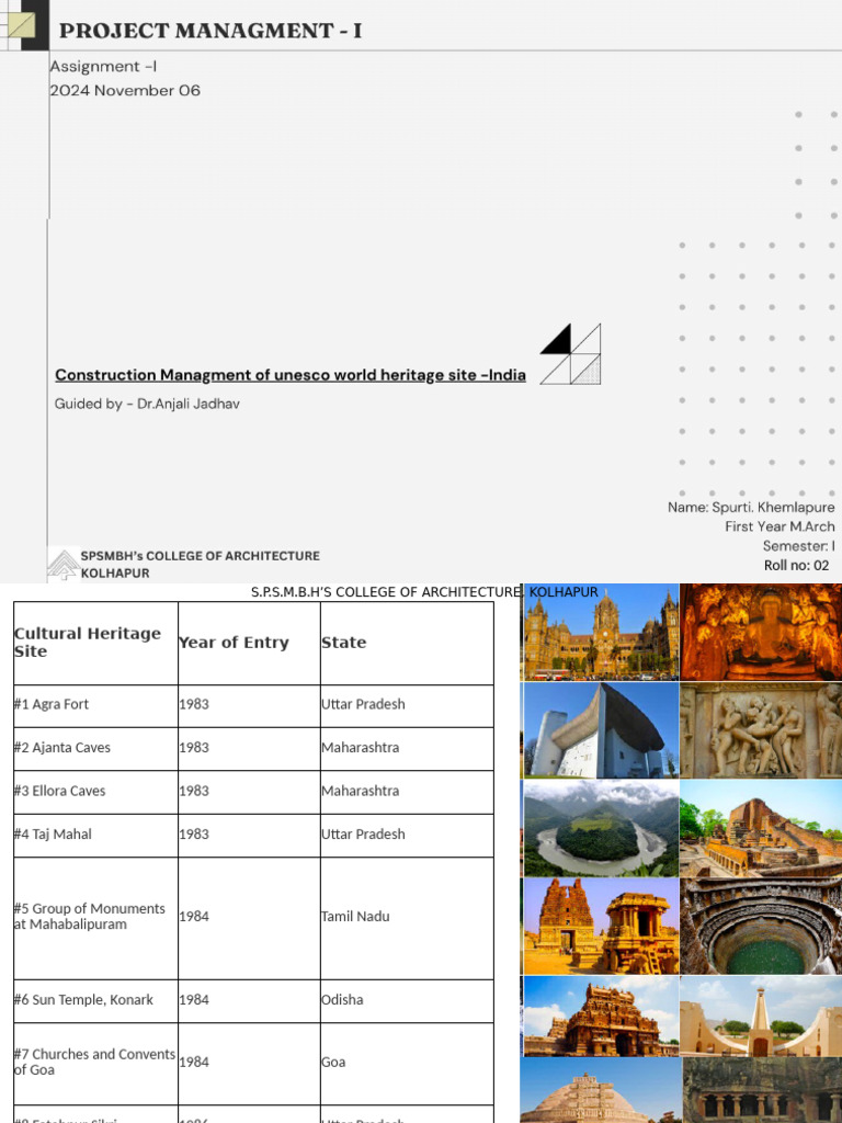List of Unesco World Heritage India | PDF | Gujarat | Architectural Styles
