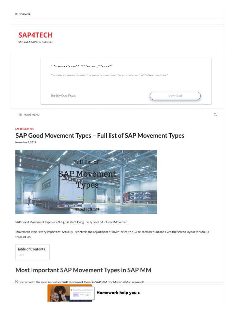 List Of Sap Movement Types