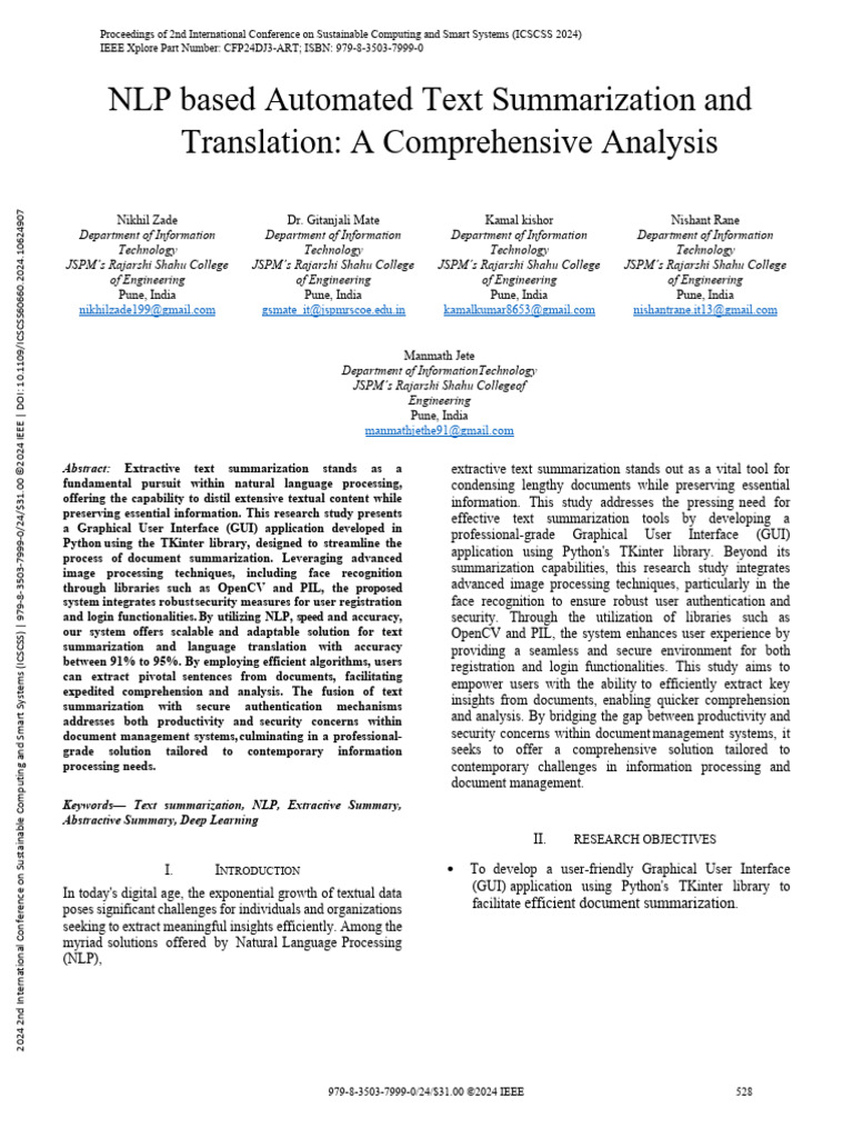 NLP Based Automated Text Summarization and Translation A Comprehensive ...