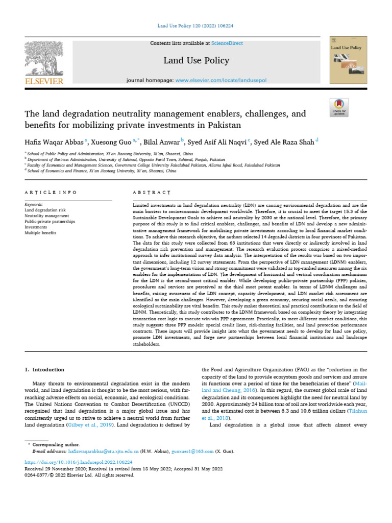 Land Degradation Neutrality | PDF | Mann–Whitney U Test | Survey ...