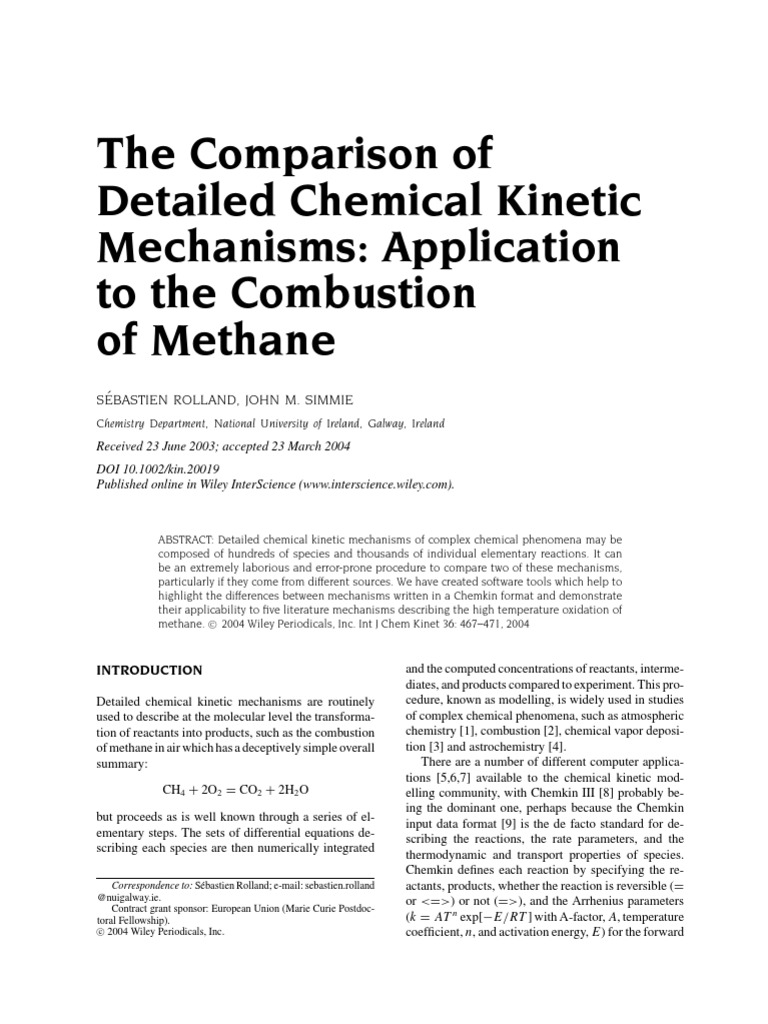 Comparing Complex Chemical Mechanisms An Analysis of Software