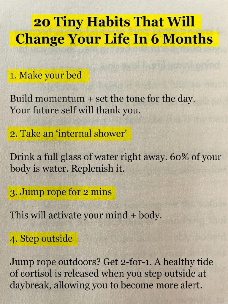 20 Tiny Habits That Will Change Your Life in 6 Months | PDF