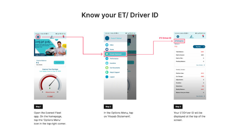 Find ET/Driver ID in Everest App | PDF