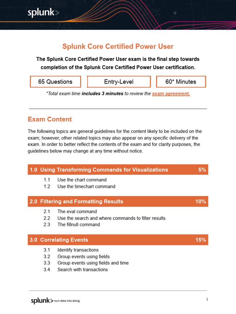 Splunk Power User Exam Blueprint 2025 | PDF | Computing | Computer ...