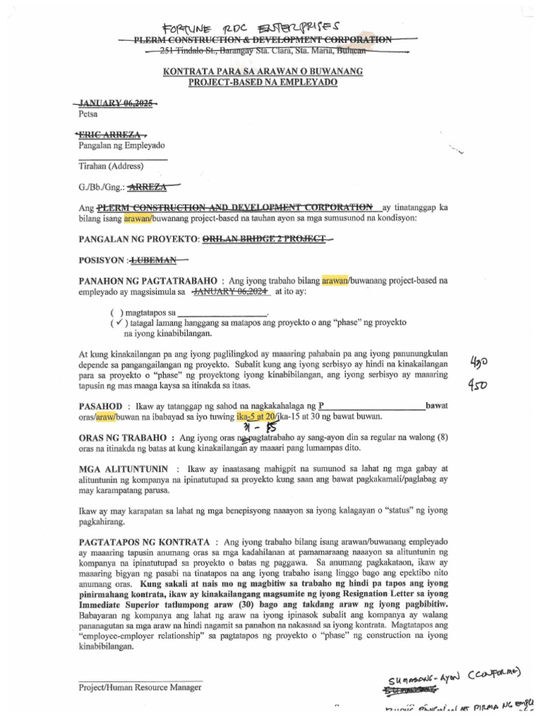 Project Base Contract | PDF