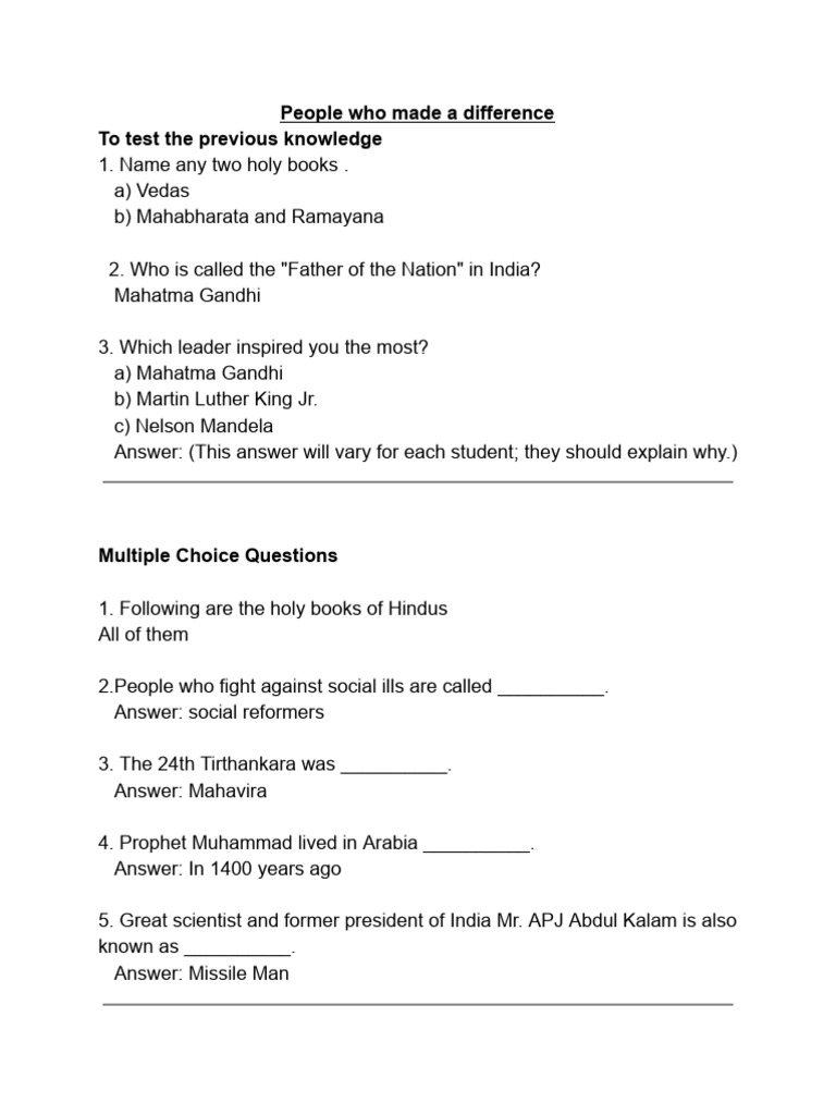 People Who Made A Difference | PDF | Indian Religions