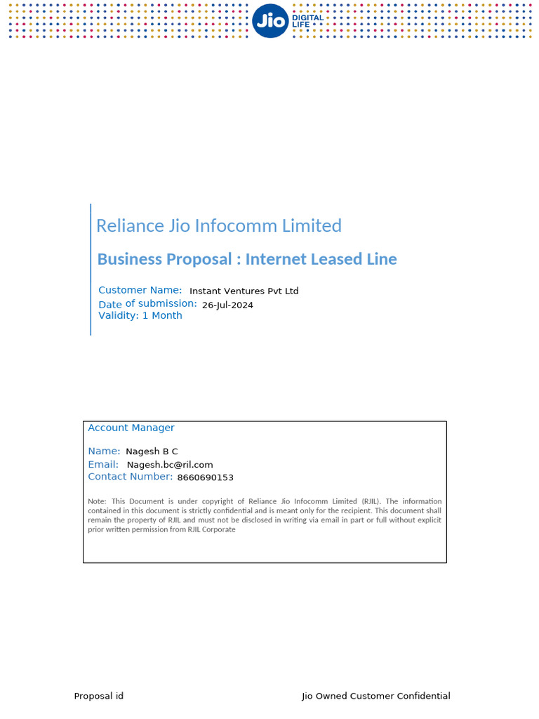Business Proposal - Internet Lease Line - Instant Ventures PVT LTD ...