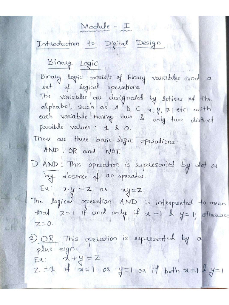 Digital Design Notes 1st Module | PDF