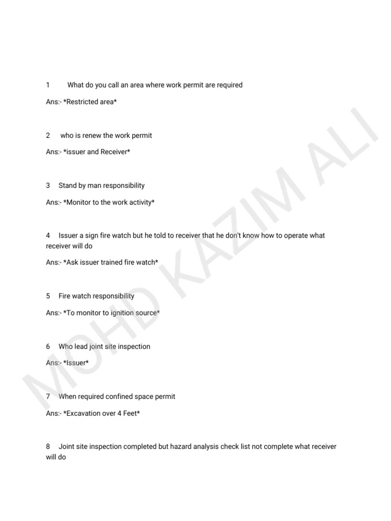 Work Permit Safety Guidelines and Responsibilities | PDF