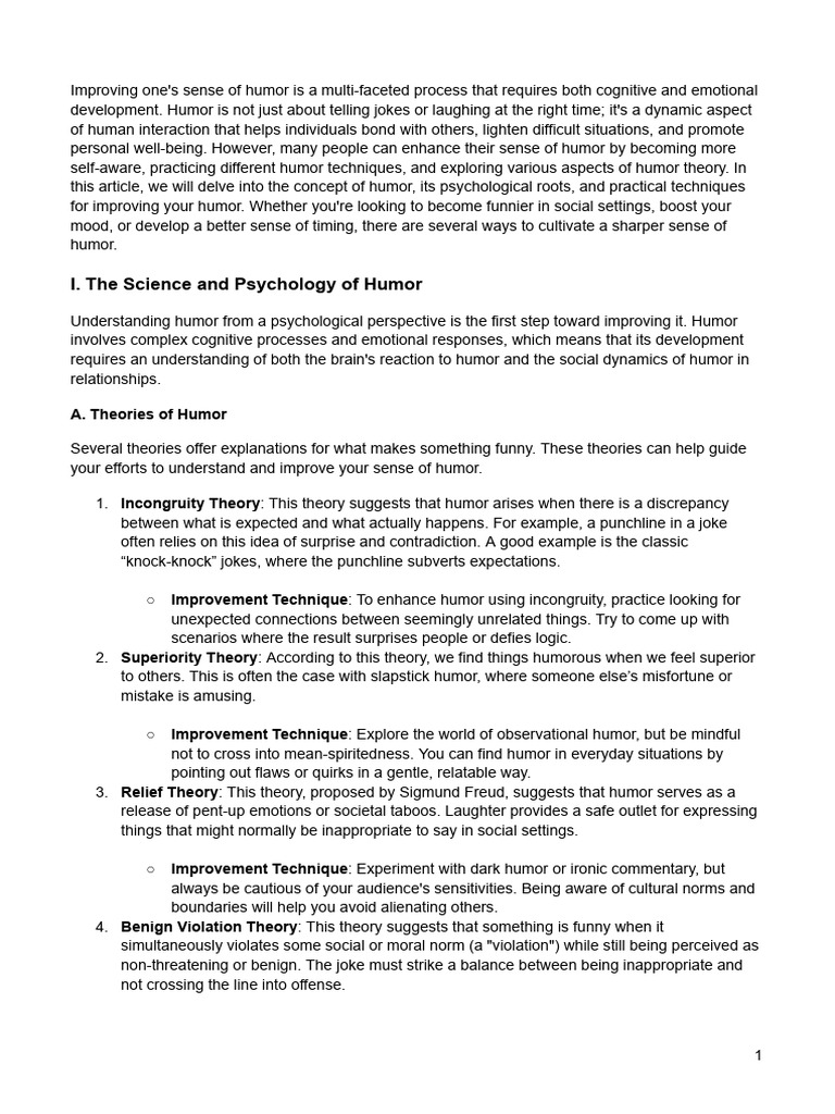 Developing Humor Pdf Humour Comedy