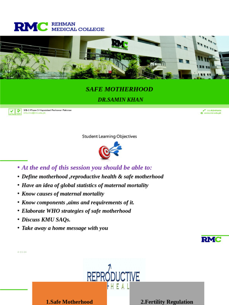 Defining Safe Motherhood Concepts | PDF | Maternal Death | Family Planning