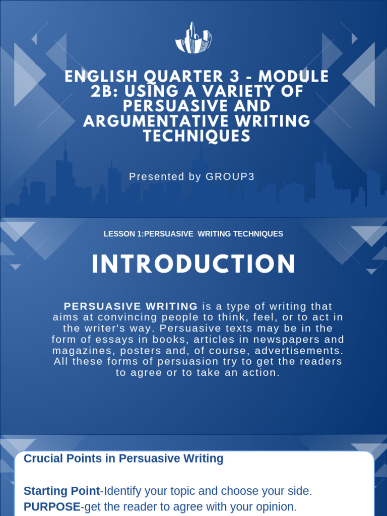 Persuasive Writing Techniques Guide | PDF | Cognition