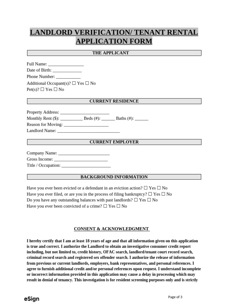 Rental Application Form | PDF | Landlord | Eviction
