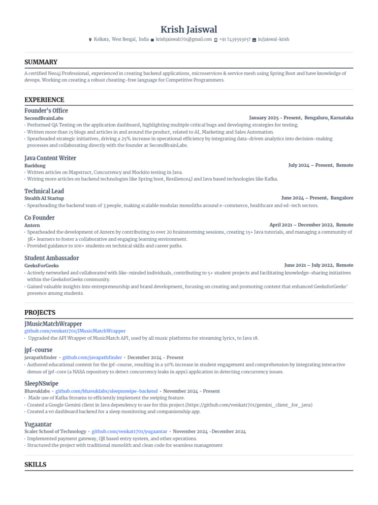 Krish Jaiswal: Java & Backend Expert | PDF | Computing | Software ...