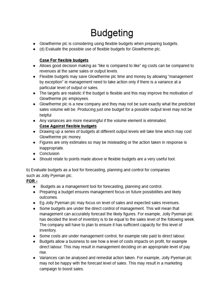 Budgeting | PDF | Budget | Forecasting