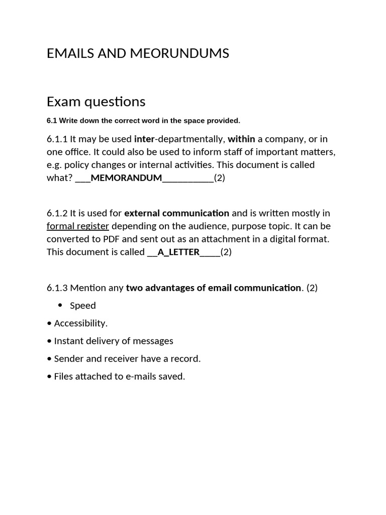 EMAILS AND MEORUNDUMS | PDF | Memorandum | Communication