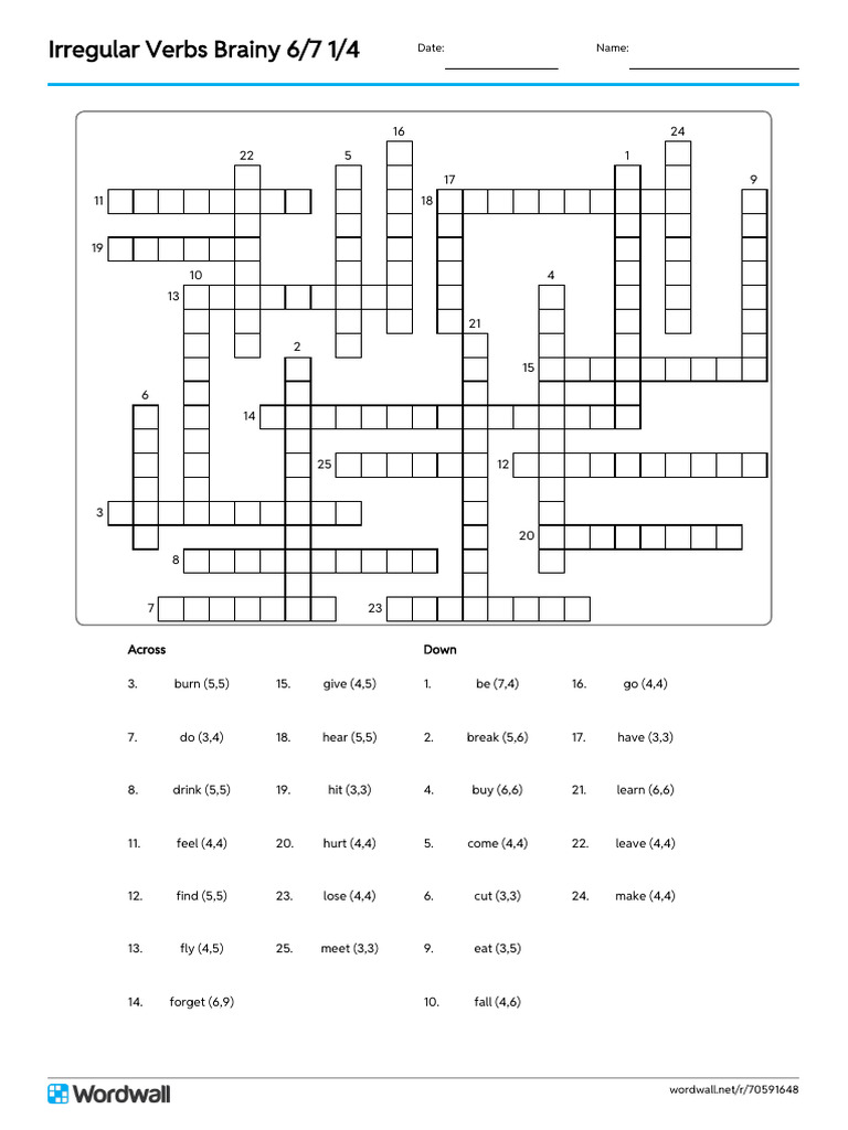Irregular Verbs for Brainy 6 & 7 | PDF