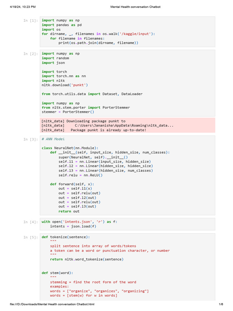 Mental Health conversation Chatbot | PDF