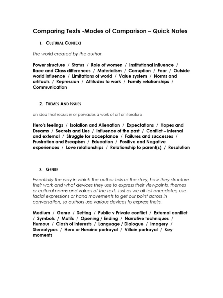 Comparative modes 2024 quick notes pdf