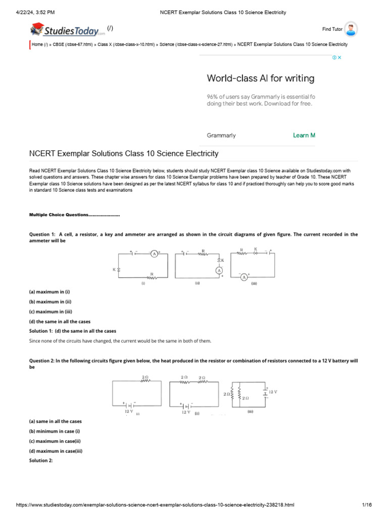 NCERT EXEMPLAR CLASS 10 SCIENCE ELECTRICITY PDF visual data 4