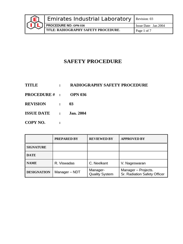 OPN 036 - Rad (2) - Safety Procedure | PDF | Radiography | Ionizing ...