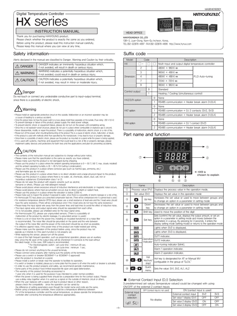 HX Series Digital Temp Controller Manual | PDF | Switch | Parameter ...