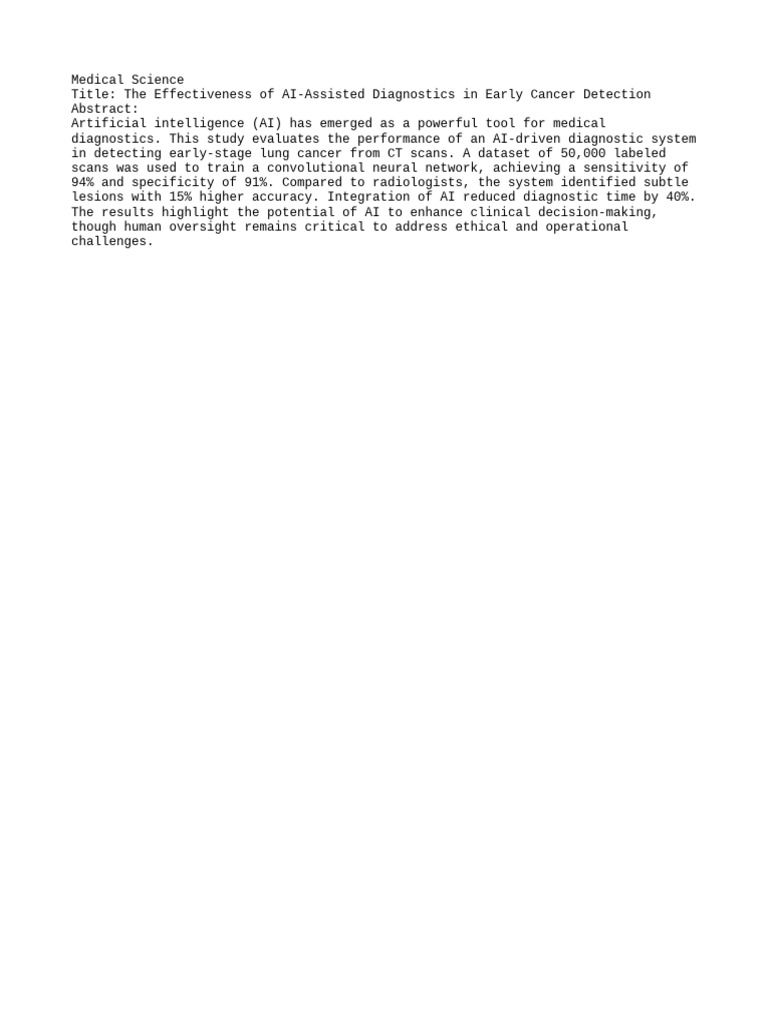 AI in Early Lung Cancer Detection | PDF