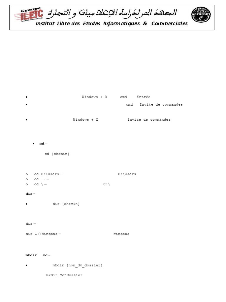 Commandes CMD Essentielles Windows | PDF | Interface en ligne de ...