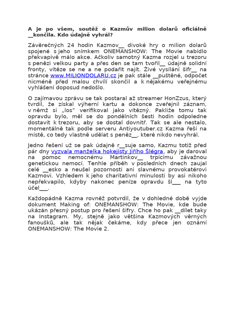 Práce S Textem Kazma | PDF