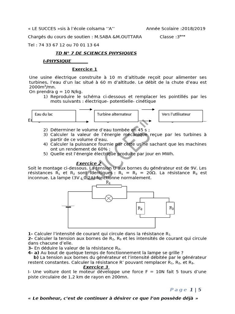 Exercice de Sciences Physiques 3ème | PDF | Réaction d'oxydoréduction ...