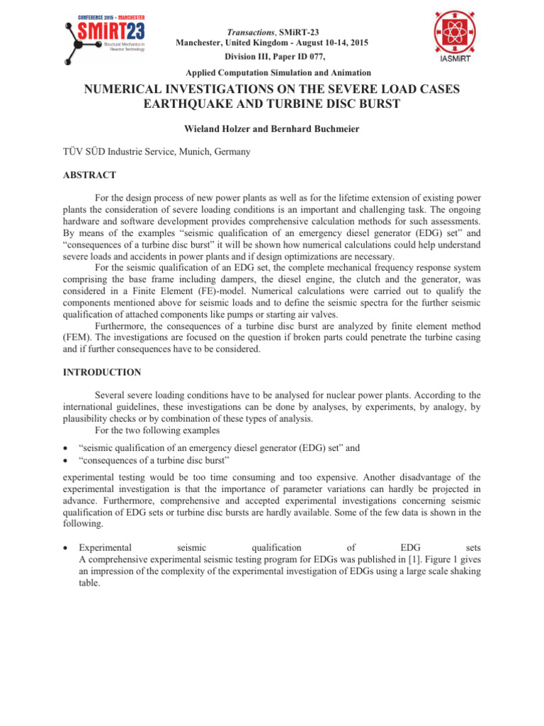 Numerical Analysis of Seismic Loads in Power Plants | PDF | Finite ...