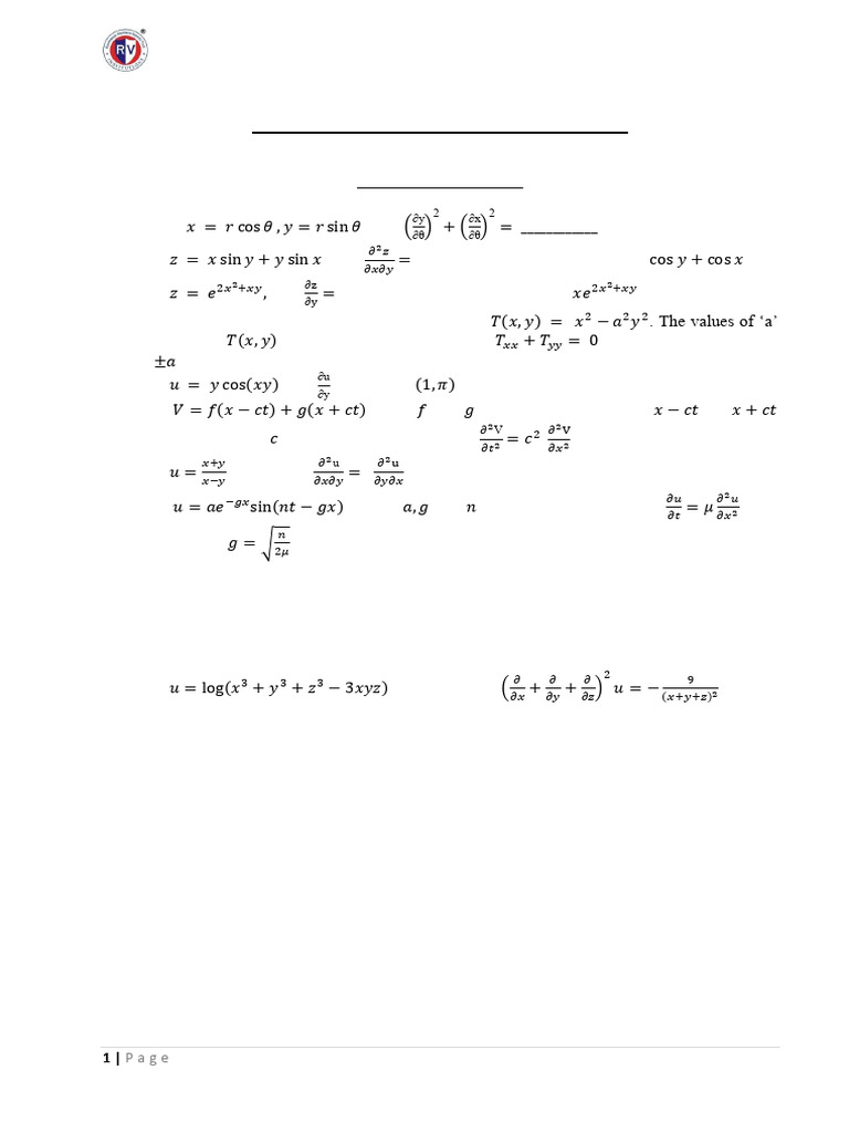 Multivariable Calculus Tutorial Exercises | PDF | Derivative | Function ...