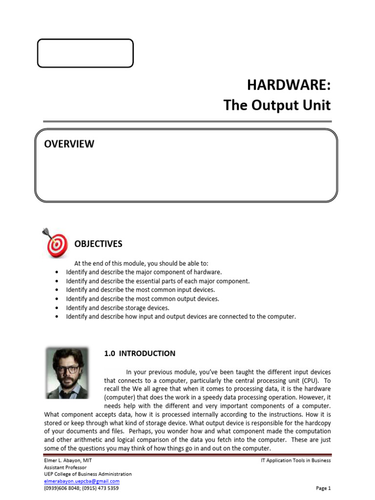 Module 2B - Hardware_The Output Unit | PDF | Input/Output | Central ...