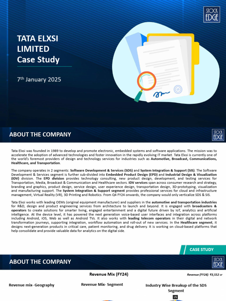 Tata Elxsi: Growth and Financial Insights | PDF | Dividend | Investing