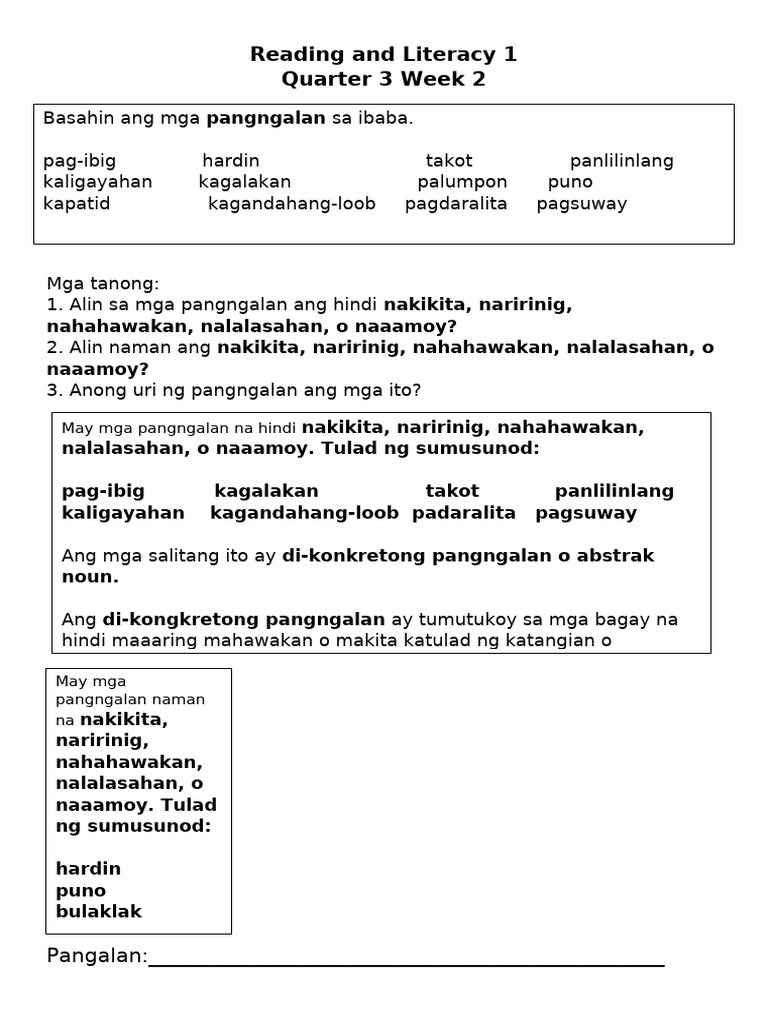 Reading and Literacy 1 Week 2 | PDF