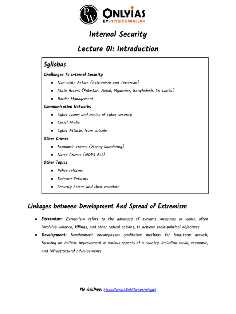 Internal Security 01 Daily Class Notes.pdf | PDF | Extremism | Economies