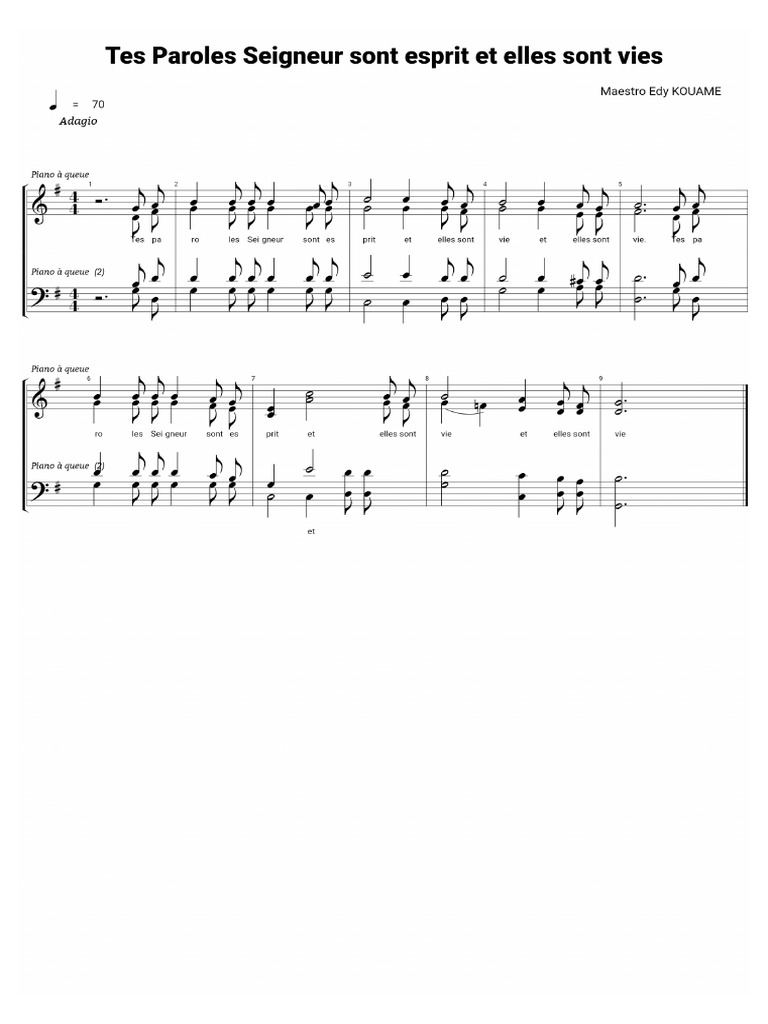 Tes Paroles Seigneur sont esprit et vie | PDF