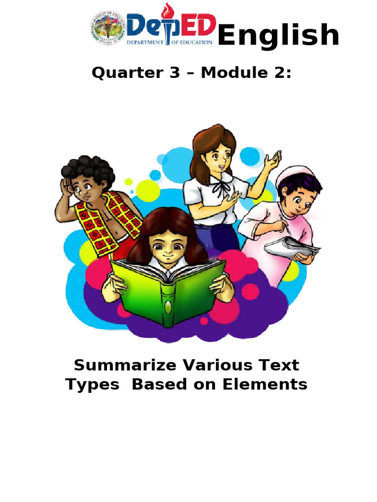 Eng5 - q3 - Mod2 - Summarize Various Text Types Based On Elements | PDF ...