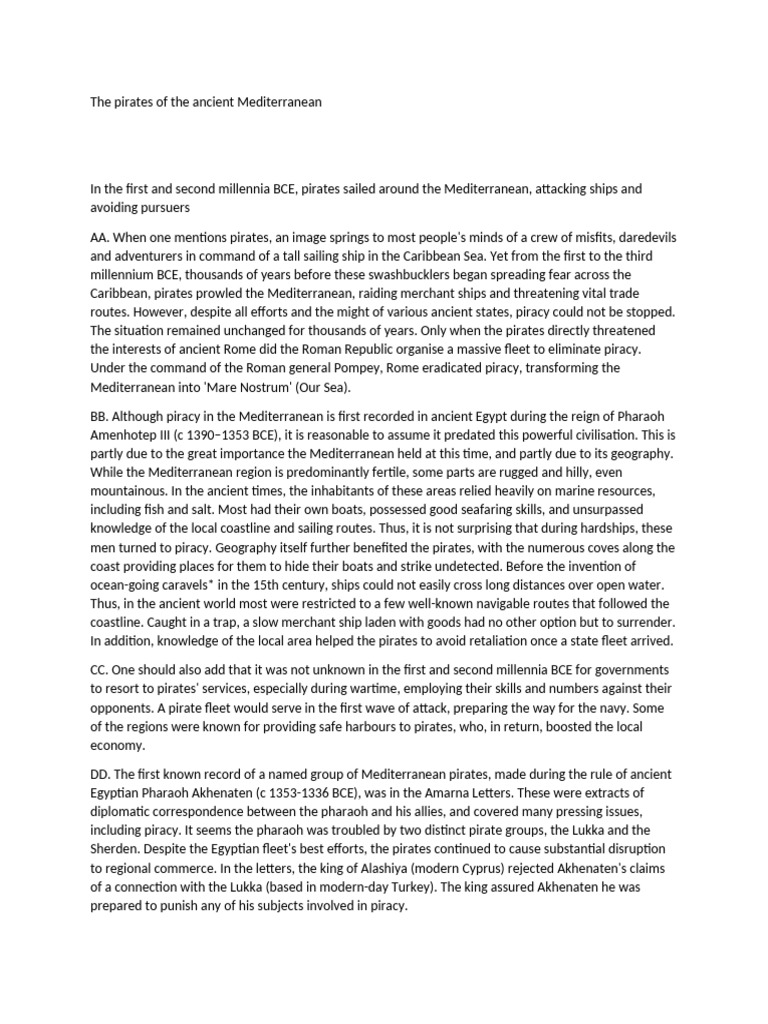 The Pirates of The Ancient Mediterranean | PDF | Piracy | Ancient Rome