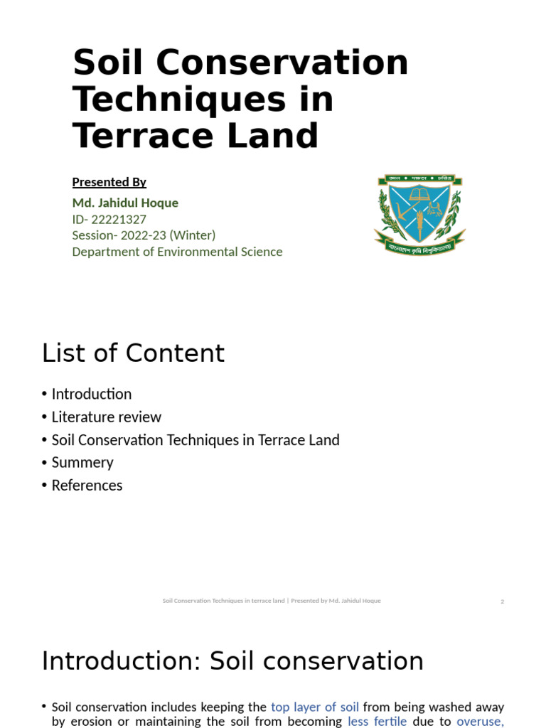 Soil Conservation in Terrace Farming | PDF | Soil | Crop Rotation