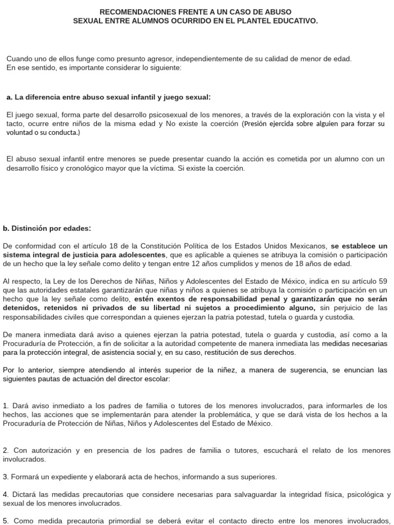 Protocolo de Actuacion | PDF | Abuso sexual | Abuso Sexual Infantil
