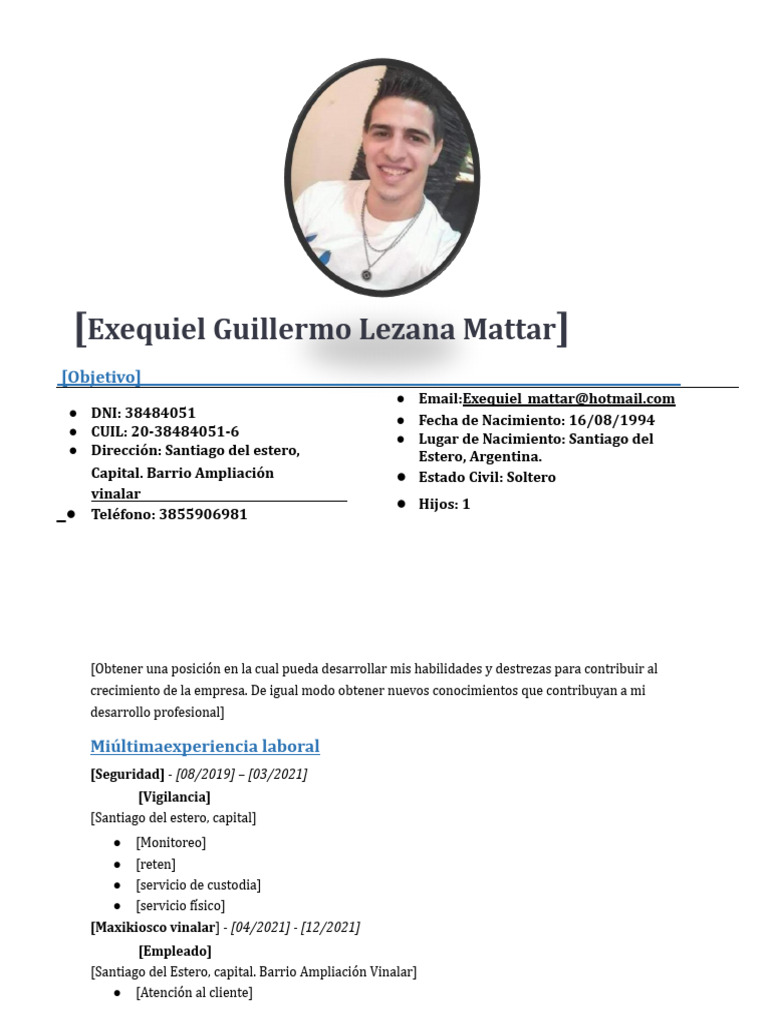 Currículum de Exequiel Lezana: Experiencia y Habilidades | PDF