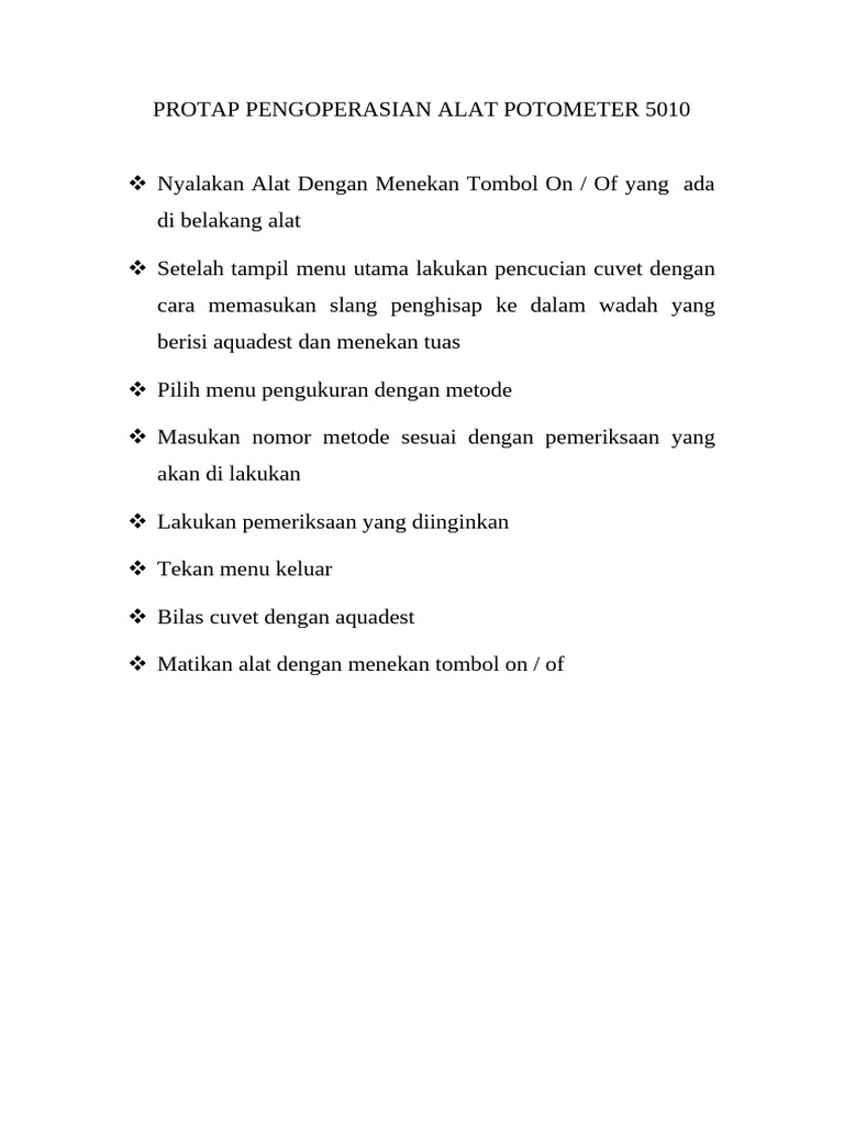 Protap Pengoperasian Alat Potometer 5010 | PDF